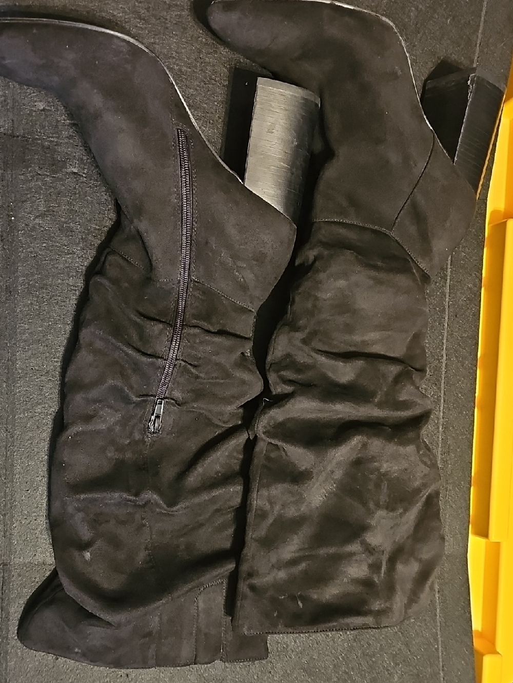 Carlos by Carlos Santana Black Suede Slouchy Heeled Boots